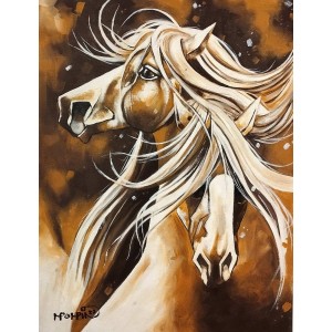 Momin Khan, 18 x 24 Inch, Acrylic on Canvas, Horse Painting, AC-MK-100